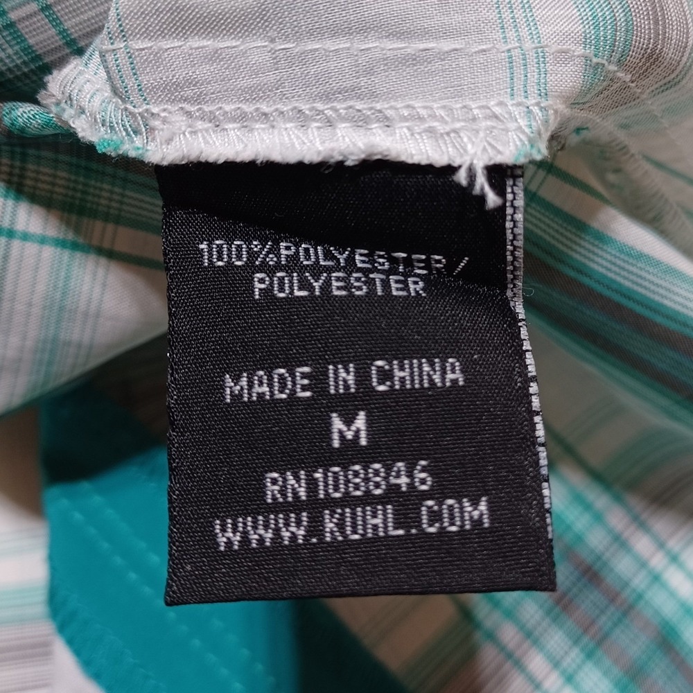 Kuhl Ionik Button Down Shirt Womens M Teal Plaid Hiking Travel Outdoor Gorpcore - Picture 6 of 9